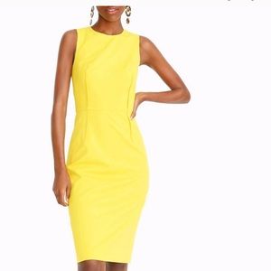 J Crew Yellow Sheath Dress Bi-Stretch Cotton Sz 12